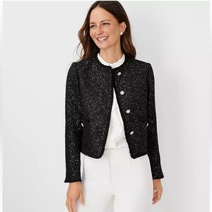 Ann Taylor Elegant Black Sparkly Tweed Jacket